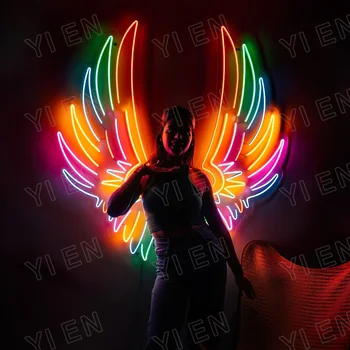 Крила LED неонов знак | Ангелски крила LED декор | Водени бизнес декор | Ангелски крила Неонова стена за декор по поръчка | Неоново изкуство Led светлина знак